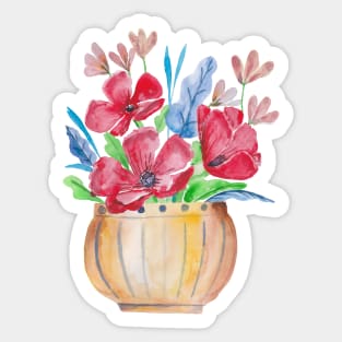 Red flowers watercolor Sticker